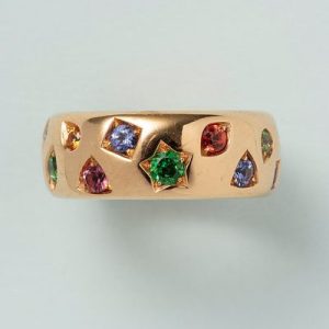 Pomellato Multi Gemstone Set Gold Band Ring