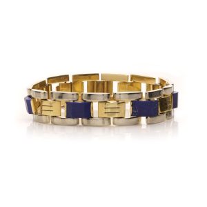 Lapis Lazuli And 18 Carat Yellow Gold Link Bracelet