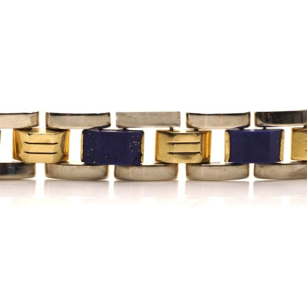 Lapis lazuli link bracelet in gold.