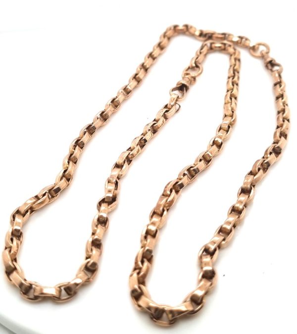 Antique yellow gold 9ct belcher link chain necklace