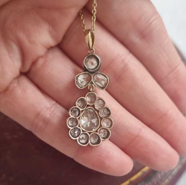 antique pear shape diamond pendant cluster