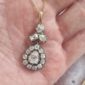 Antique Georgian Diamond Cluster Pear Shape Pendant. 1820 18th century jewellery