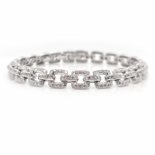 Vintage 4ct Diamond Square Link Bracelet