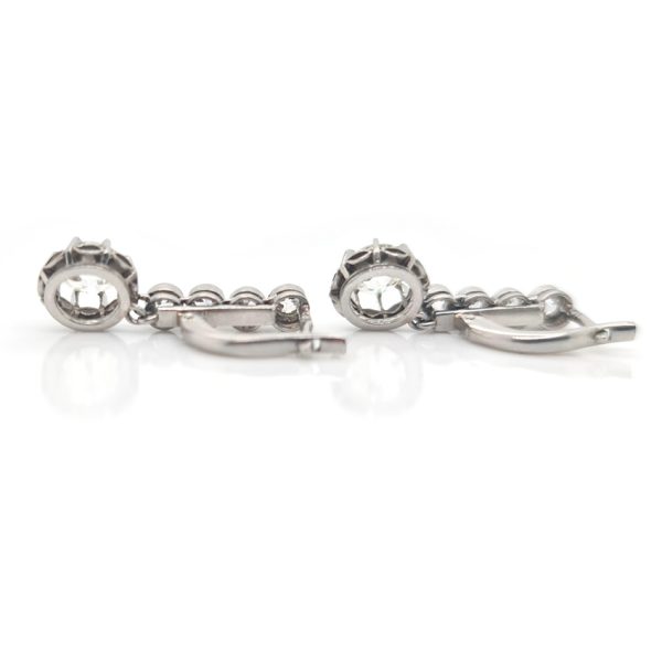 Antique 2ct Old Cut Diamond Drop Earrings in Platinum