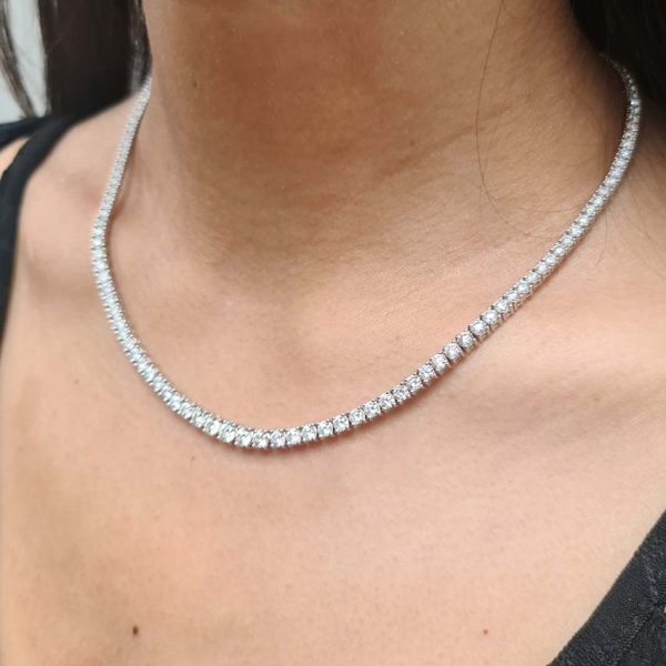 Modern Diamond Line Necklace, 9.25 carat total