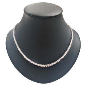 Modern Diamond Line Necklace, 9.25 carats