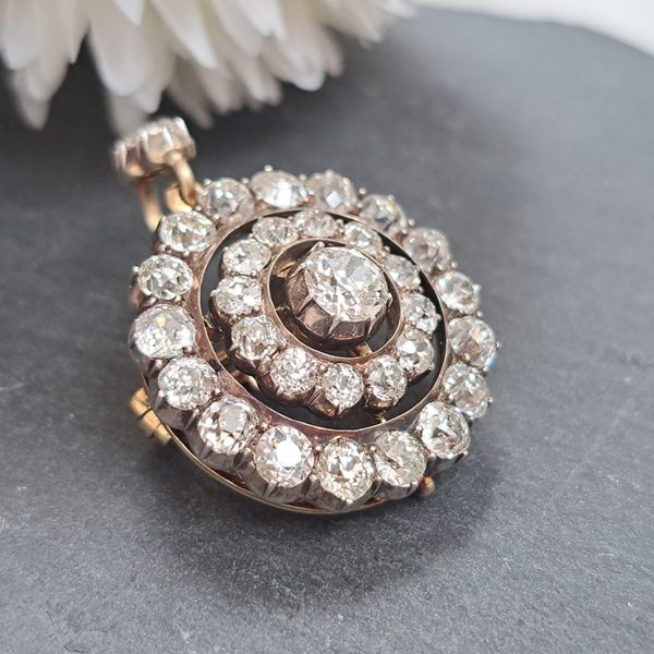 Antique 5.5ct Old Cut Diamond Pendant Brooch