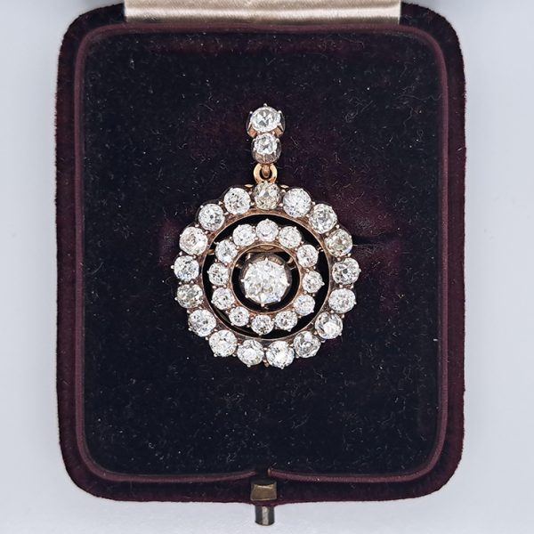 Antique 5.5ct Old Cut Diamond Pendant Brooch