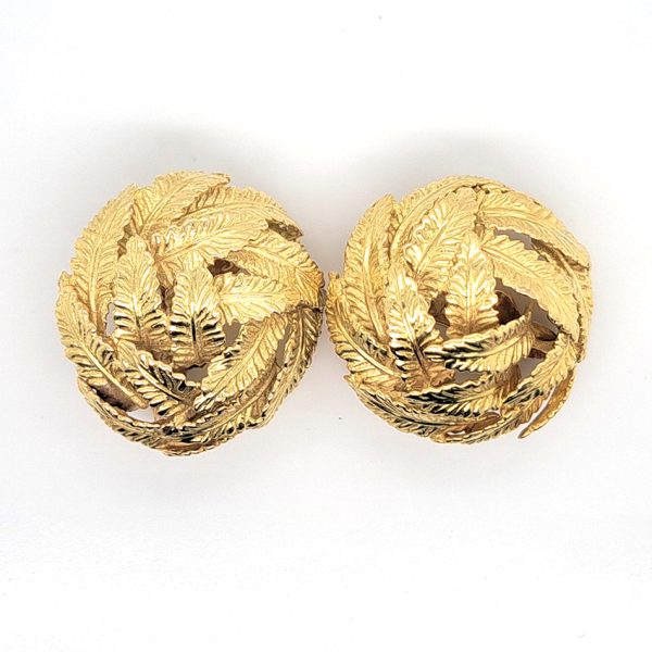 Vintage Hermes 18ct Yellow Gold Leaf Clip Earrings