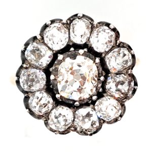 Antique 4.50ct Old Mine Cut Diamond Cluster Engagement Ring