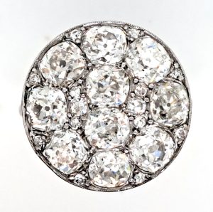 Art Deco 5ct Old Mine Cut Diamond Cluster Cocktail Ring