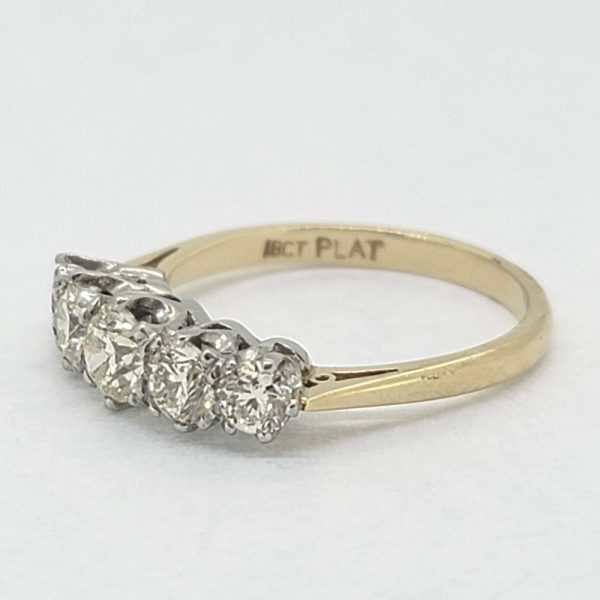 1.30ct Diamond Five Stone Engagement Ring in Platinum and 18ct Yellow Gold