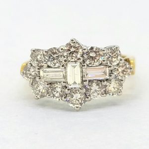 2ct Baguette and Brilliant Diamond Cluster Engagement Ring