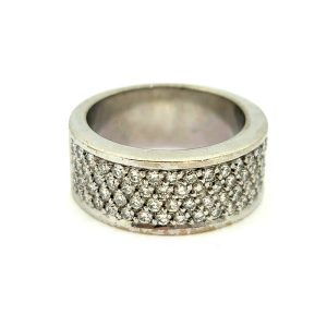 Diamond Cluster Half Eternity Wide Band Ring