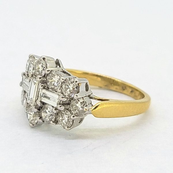 2ct Baguette and Brilliant Diamond Cluster Dress Ring