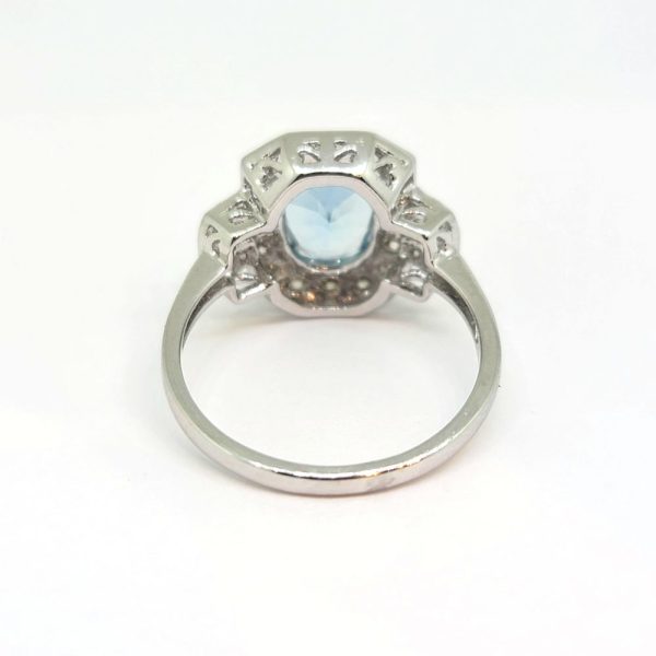 1.50ct Aquamarine and Diamond Cluster Engagement Ring