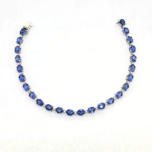 11.41ct Sapphire and Diamond Line Tennis Bracelet