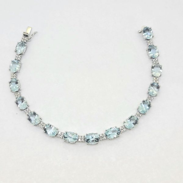 16.42ct Aquamarine and 1ct Diamond Line Tennis Bracelet