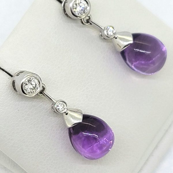 Amethyst and Diamond Drop Earrings