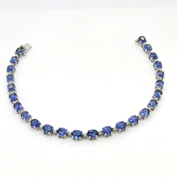 11.41ct Sapphire and Diamond Line Tennis Bracelet