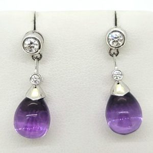 Amethyst and Diamond Drop Earrings