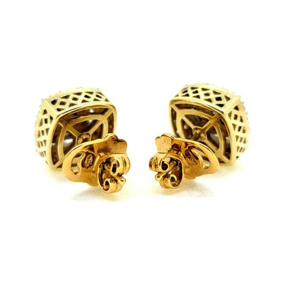 1ct Brilliant and Baguette Diamond Cluster Stud Earrings in 18ct Yellow Gold