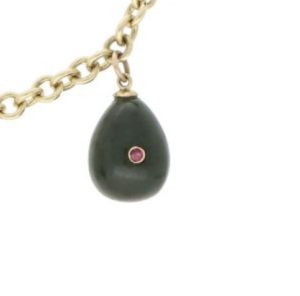 Nephrite Jade Egg and Ruby Pendant