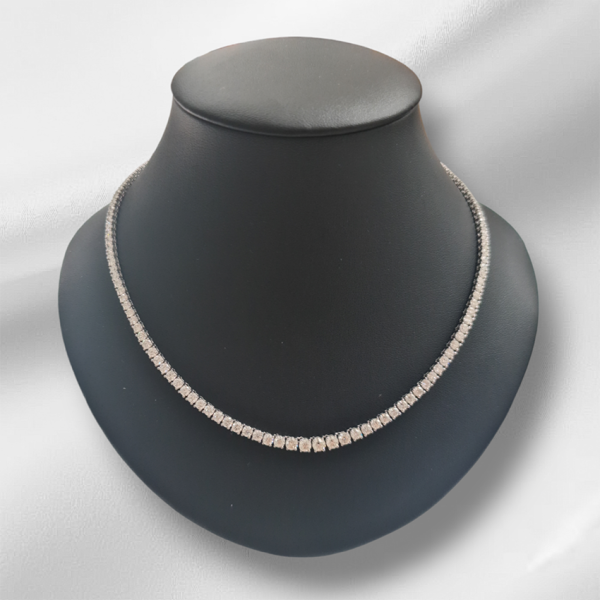 Modern Diamond Line Necklace, 9.25 carat total