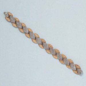 Vintage Sterle Bi Colour Gold and Platinum Woven Bracelet