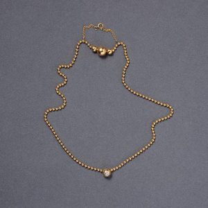 Cartier Diamond Solitaire Gold Ball Chain Necklace