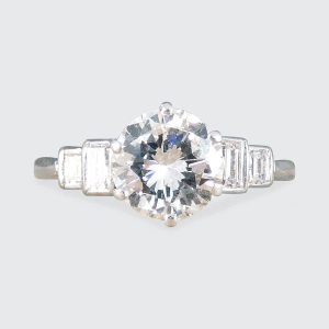 Art Deco 1.2 Carat Diamond Solitaire Ring In Platinum