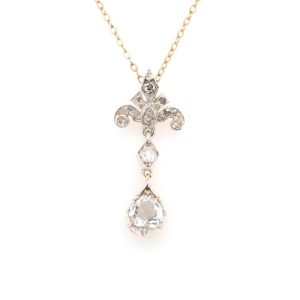 Edwardian Diamond Pendant In Silver And Gold