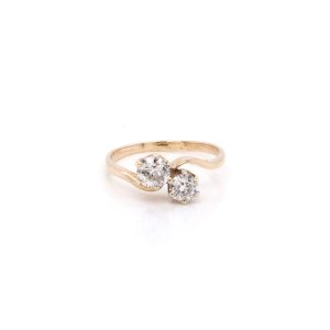 Diamond Crossover Ring In 18 Carat Yellow Gold