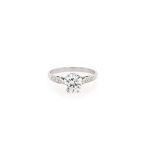 Solitaire 1.20 carat old cut diamond ring in platinum.