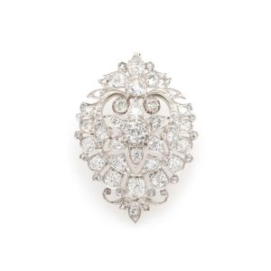 Victorian Old Cut Diamond Shield Brooch In Gold And Silver