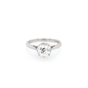 Art Deco Solitaire 1.52 Carat Old Cut Diamond Ring In Platinum