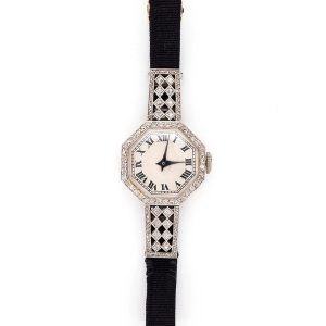 Art Deco Platinum Quartz Cocktail Watch, Circa 1920