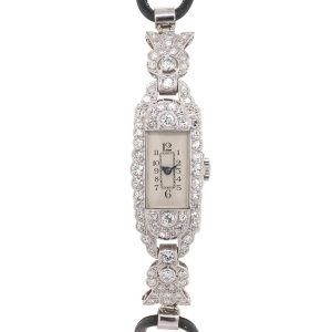 Art Deco Diamond Set Platinum Ladies Cocktail Watch, Circa 1925