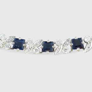 Sapphire And Diamond Line Bracelet In 18 Carat White Gold