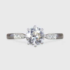 Diamond solitaire engagement ring in platinum.