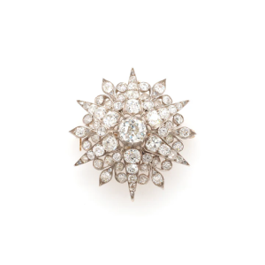 Victorian Design 1.20 Carat Diamond Star Brooch In 18 Carat Yellow Gold