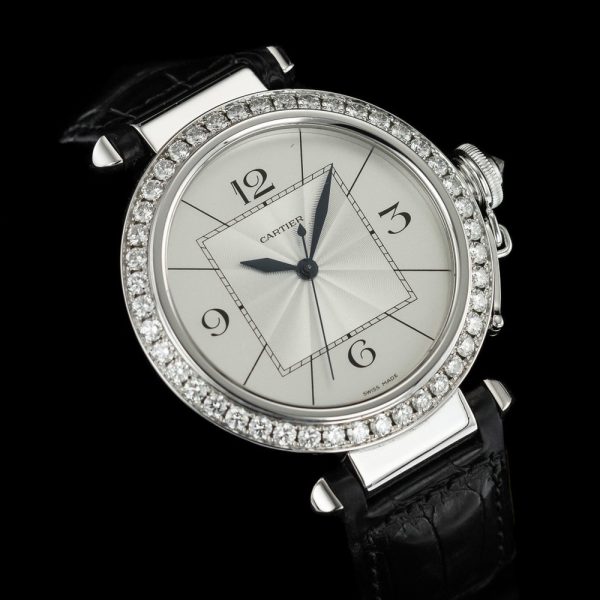 Cartier Pasha Unisex 42mm WJ120251 Watch with Diamond Bezel, red Cartier Box and Papers