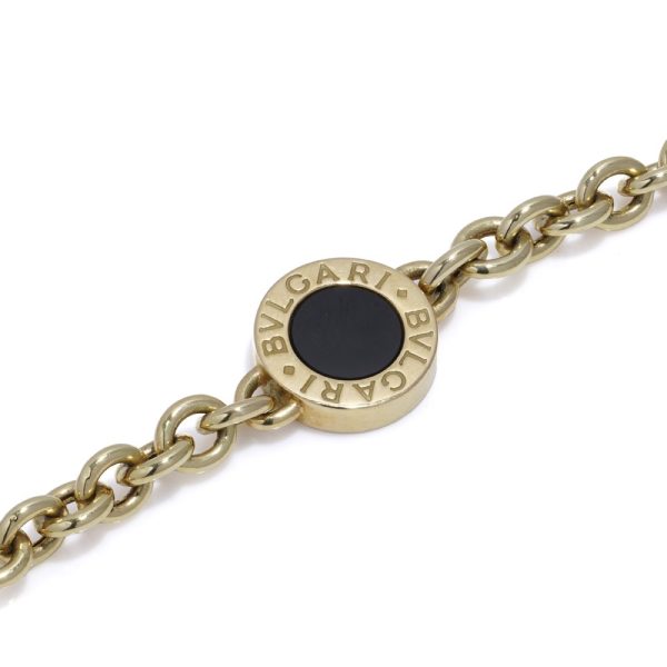 Vintage Bvlgari Black Onyx and 18ct Yellow Gold Link Bracelet, black onyx disc circular plaques in yellow gold surrounds links interspersed with entwinned 18ct yellow gold chain. Made in Italy, Imported to England, 2000