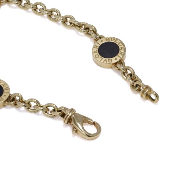 Vintage Bvlgari Black Onyx and 18ct Yellow Gold Link Bracelet, black onyx disc circular plaques in yellow gold surrounds links interspersed with entwinned 18ct yellow gold chain. Made in Italy, Imported to England, 2000