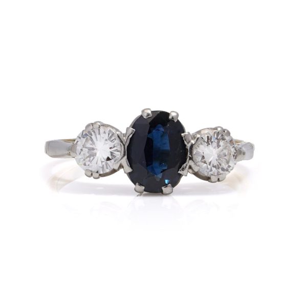 Sapphire and diamond ring in gold and platinum.