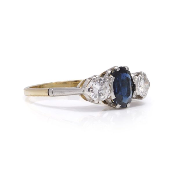 Sapphire and diamond ring in gold and platinum.