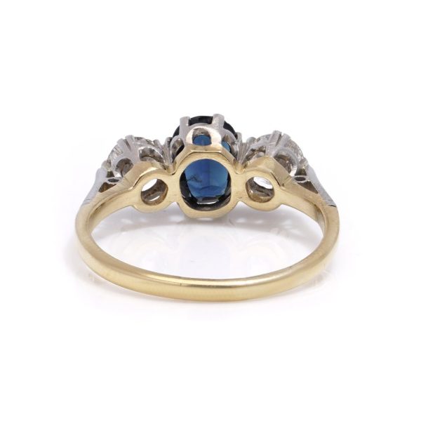 Sapphire and diamond ring in gold and platinum.