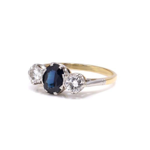 Sapphire and diamond ring in gold and platinum.