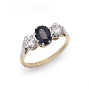 Sapphire And Diamond Ring In 18 Carat Yellow Gold And Platinum