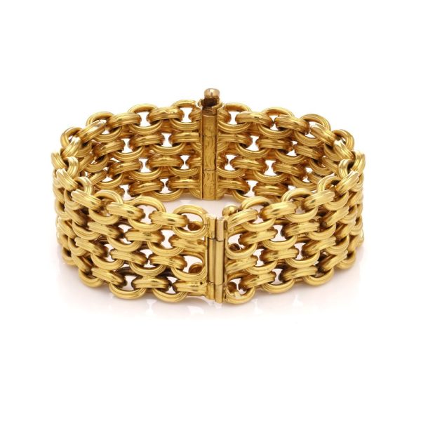 Four row rope chain bracelet in 22 carat yellow gold.